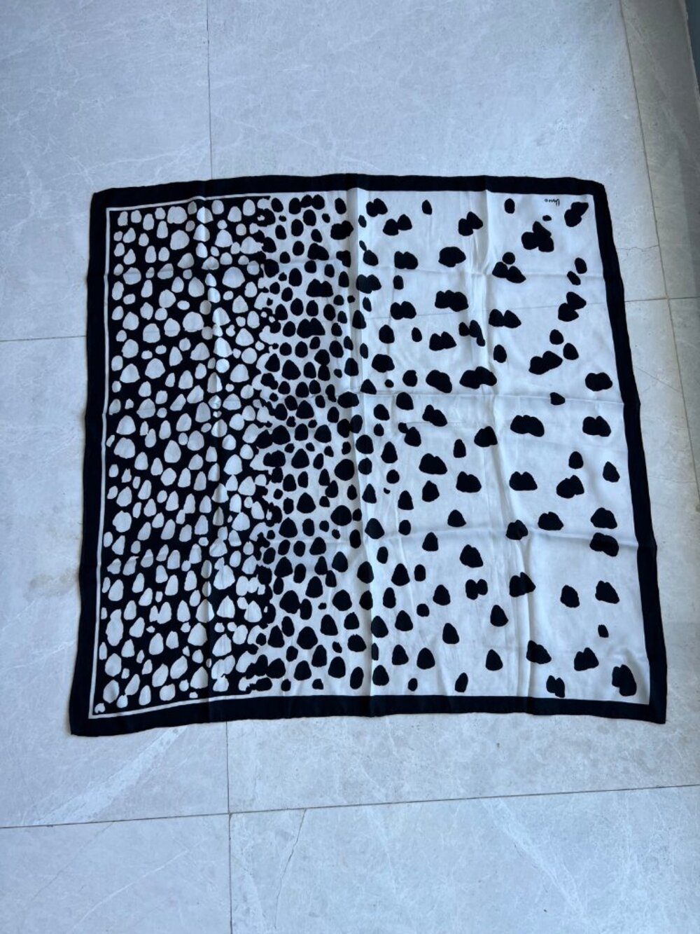 Vera Black White Dalmatian Spot Silk Scarf Square